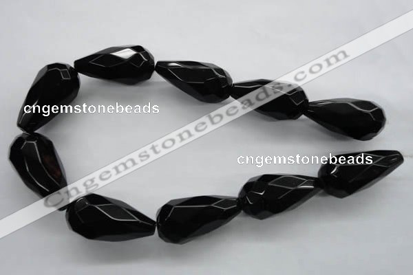 COB385 15.5 inches 18*35mm faceted teardrop black obsidian beads