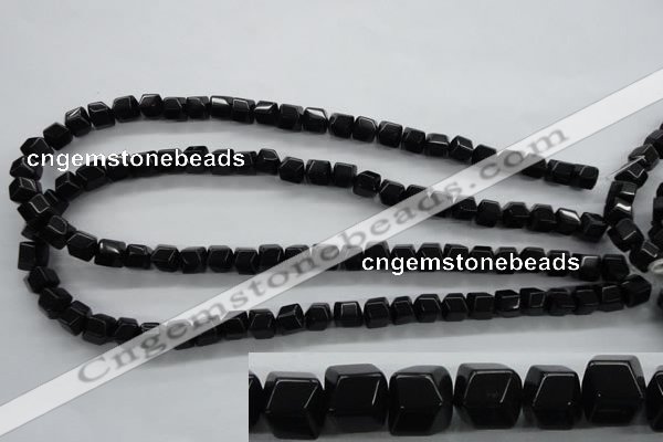 COB388 15.5 inches 8*8mm faceted cube black obsidian beads