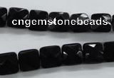 COB390 15.5 inches 10*10mm faceted square black obsidian beads