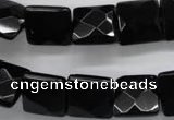 COB392 15.5 inches 14*14mm faceted square black obsidian beads