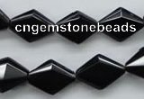 COB410 15.5 inches 10*15mm faceted oval black obsidian beads