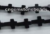 COB415 15.5 inches 10*14mm cross black obsidian beads wholesale