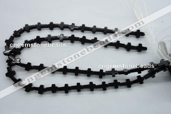 COB415 15.5 inches 10*14mm cross black obsidian beads wholesale