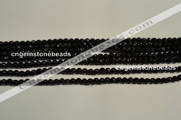 COB450 15.5 inches 4mm faceted round black obsidian beads