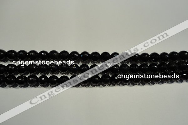 COB451 15.5 inches 6mm faceted round black obsidian beads