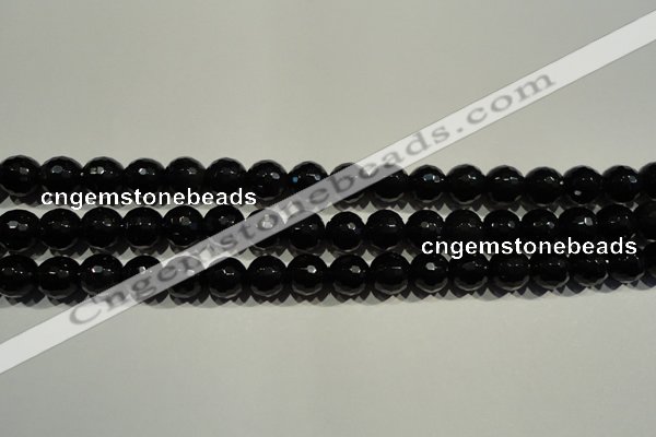 COB452 15.5 inches 8mm faceted round black obsidian beads