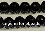 COB454 15.5 inches 12mm faceted round black obsidian beads