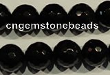 COB455 15.5 inches 14mm faceted round black obsidian beads