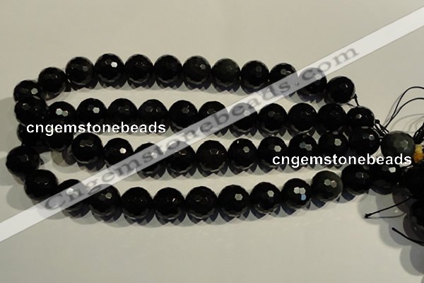 COB456 15.5 inches 16mm faceted round black obsidian beads