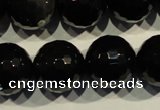 COB457 15.5 inches 18mm faceted round black obsidian beads