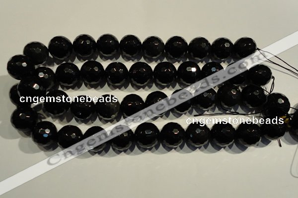 COB457 15.5 inches 18mm faceted round black obsidian beads