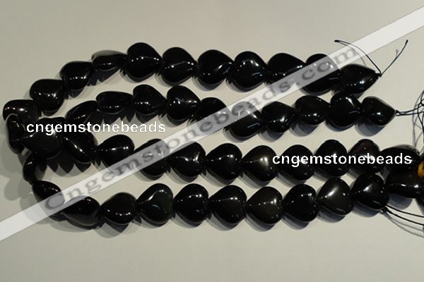 COB469 15.5 inches 14*14mm heart black obsidian beads wholesale