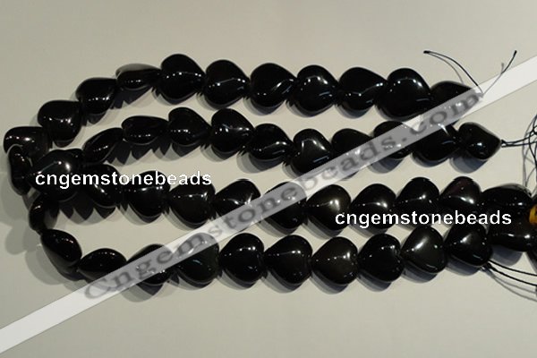 COB470 15.5 inches 16*16mm heart black obsidian beads wholesale