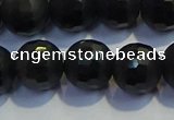 COB473 15.5 inches 6mm faceted round matte black obsidian beads