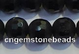 COB474 15.5 inches 8mm faceted round matte black obsidian beads