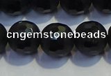 COB475 15.5 inches 10mm faceted round matte black obsidian beads