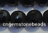 COB477 15.5 inches 14mm faceted round matte black obsidian beads