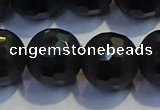 COB478 15.5 inches 16mm faceted round matte black obsidian beads