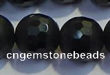 COB480 15.5 inches 20mm faceted round matte black obsidian beads