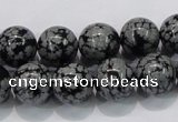 COB53 15.5 inches 12mm round Chinese snowflake obsidian beads