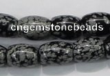 COB54 15.5 inches 12*16mm drum Chinese snowflake obsidian beads