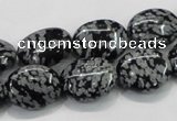 COB55 15.5 inches 12*16mm oval Chinese snowflake obsidian beads