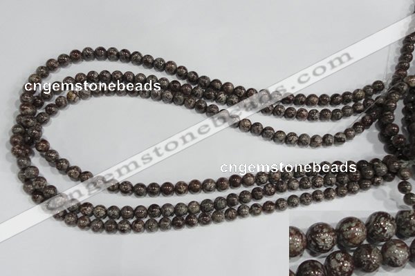 COB551 15.5 inches 6mm round red snowflake obsidian beads wholesale