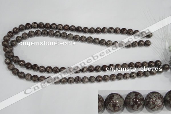 COB552 15.5 inches 8mm round red snowflake obsidian beads wholesale