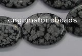 COB56 15.5 inches 22*30mm oval Chinese snowflake obsidian beads