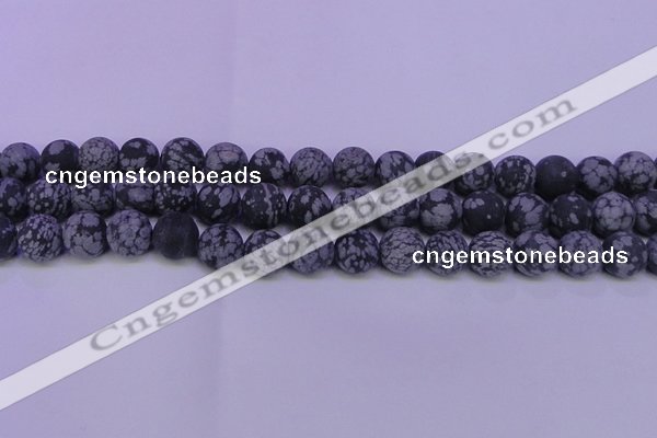 COB565 15.5 inches 14mm round matte snowflake obsidian beads