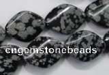 COB57 15.5 inches 15*20mm twisted oval Chinese snowflake obsidian beads