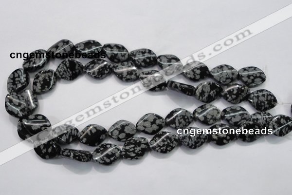 COB57 15.5 inches 15*20mm twisted oval Chinese snowflake obsidian beads