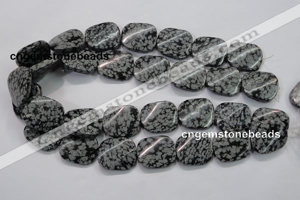 COB59 22*26mm twisted rectangle Chinese snowflake obsidian beads