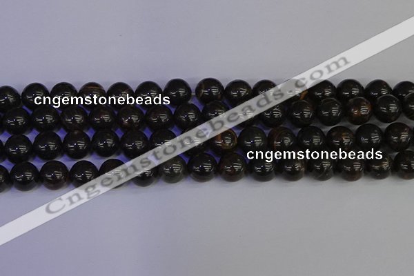 COB654 15.5 inches 12mm round gold black obsidian beads wholesale