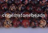 COB661 15.5 inches 6mm round red snowflake obsidian beads