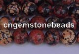 COB662 15.5 inches 8mm round red snowflake obsidian beads