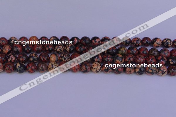 COB663 15.5 inches 10mm round red snowflake obsidian beads