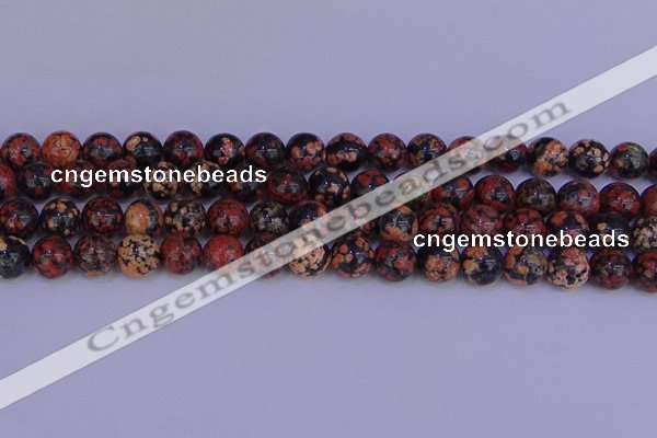 COB664 15.5 inches 12mm round red snowflake obsidian beads