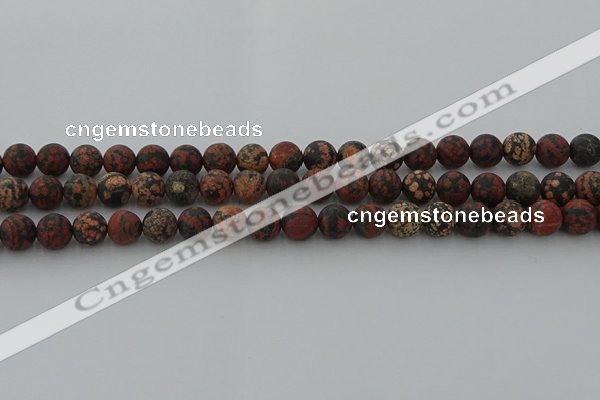 COB672 15.5 inches 8mm round matte red snowflake obsidian beads