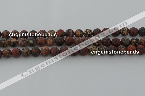 COB673 15.5 inches 10mm round matte red snowflake obsidian beads