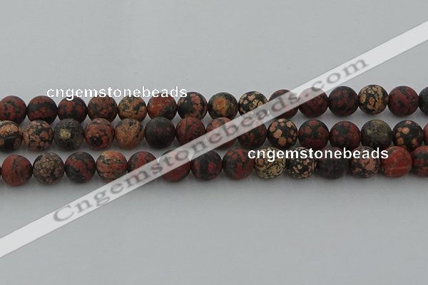 COB674 15.5 inches 12mm round matte red snowflake obsidian beads