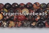 COB676 15.5 inches 4mm faceted round red snowflake obsidian beads