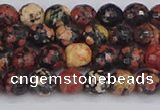 COB677 15.5 inches 6mm faceted round red snowflake obsidian beads