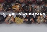 COB678 15.5 inches 8mm faceted round red snowflake obsidian beads