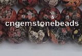 COB680 15.5 inches 12mm faceted round red snowflake obsidian beads