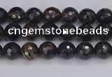 COB684 15.5 inches 4mm faceted round golden black obsidian beads