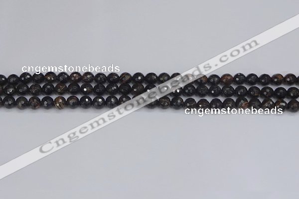 COB684 15.5 inches 4mm faceted round golden black obsidian beads