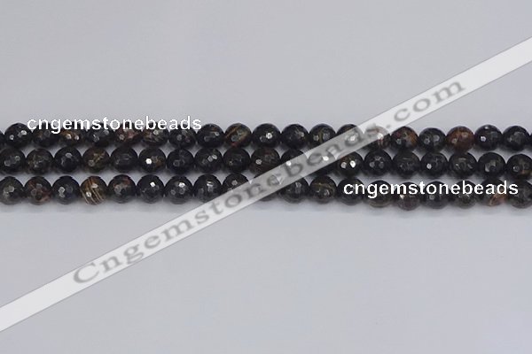 COB685 15.5 inches 6mm faceted round golden black obsidian beads