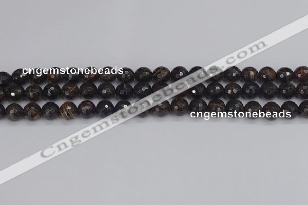 COB686 15.5 inches 8mm faceted round golden black obsidian beads