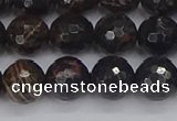 COB687 15.5 inches 10mm faceted round golden black obsidian beads